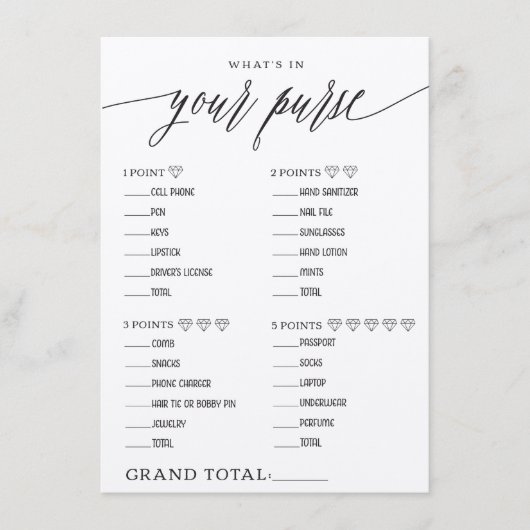 ある何があなたの財布のブライダルシャワーのゲームに エンクロージャーカード (正面)