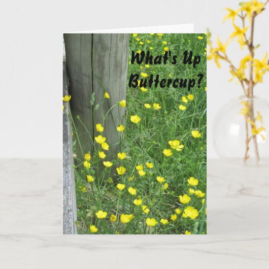 ある何がの上にキンボウゲですMissin"カードを恋しく思います カード (黄色い花)