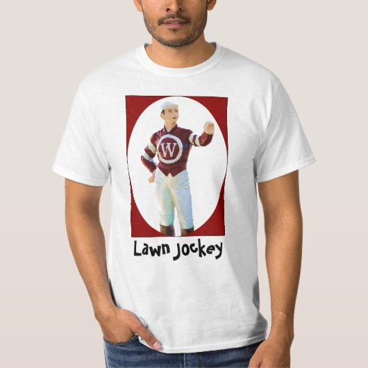 ある何が彼の心に芝生のジョッキーに尋ねて下さいか。 Tシャツ (正面)