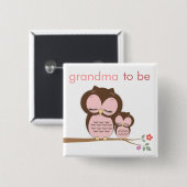 ある及び女の赤ちゃんの誇り高い祖母フクロウ 缶バッジ (正面&裏面)