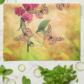 ある日に一度に蝶の花感動的 キッチンタオル (折り畳み)