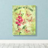 ある日に一度に蝶の花感動的 キャンバスプリント (インサイチュ (ウッドフロア))