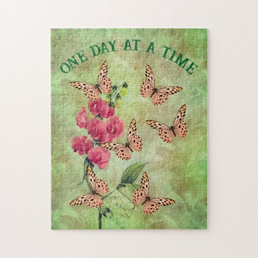 ある日に一度に蝶の花感動的 ジグソーパズル (縦)