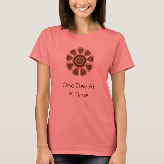 ある日のタイムブラウンのレトロな花Tシャツ Tシャツ (正面)