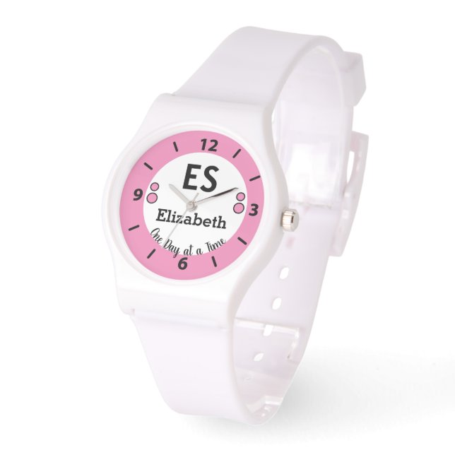 ある日の時間名モノグラムピンク 腕時計 (傾斜)