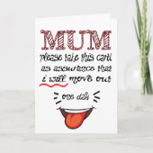 ある日の私の引っ越し 母の日ユーモア カード (正面)