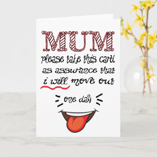 ある日の私の引っ越し 母の日ユーモア カード (黄色い花)