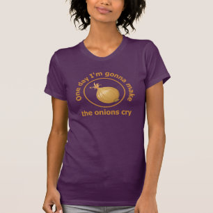 ある日、タマネギを食べ物の泣かせる調理師 Tシャツ