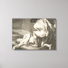 ある男が別の男の脚を持ち上げる キャンバスプリント