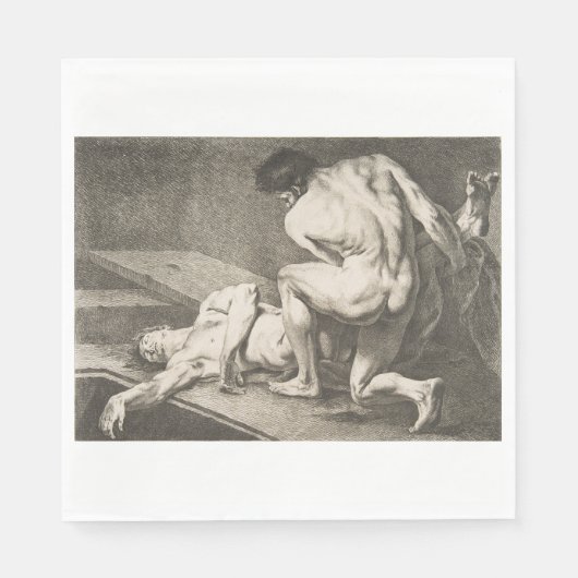 ある男が別の男の脚を持ち上げる スタンダードランチョンナプキン (正面)