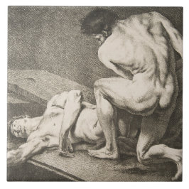 ある男が別の男の脚を持ち上げる タイル