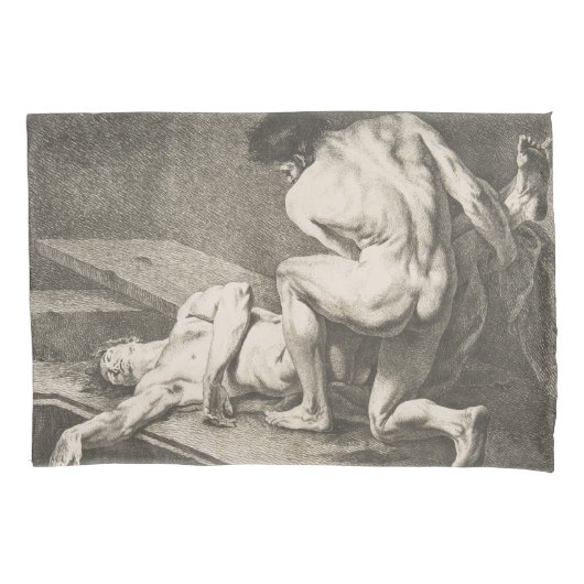 ある男が別の男の脚を持ち上げる 枕カバー (正面左)