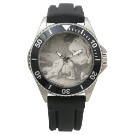 ある男が別の男の脚を持ち上げる 腕時計