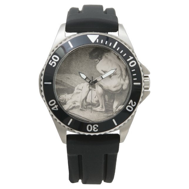 ある男が別の男の脚を持ち上げる 腕時計 (正面)