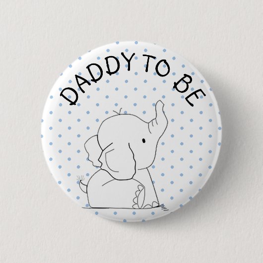 ある白人および青象のベビーシャワーPinのパパ 缶バッジ (正面)