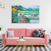 ある美しい朝の農場 キャンバスプリント (インサイチュ (リビング))