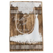 ある花嫁-素朴な木および白いレースは設計します ミディアムペーパーバッグ (正面)