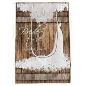 ある花嫁-素朴な木および白いレースは設計します ミディアムペーパーバッグ (裏面)