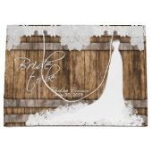 ある花嫁-素朴な木及びヴィンテージのレースのデザイン ラージペーパーバッグ (正面)