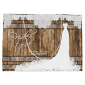 ある花嫁-素朴な木及びヴィンテージのレースのデザイン ラージペーパーバッグ (裏面)