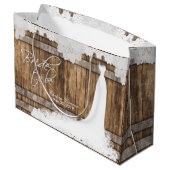 ある花嫁-素朴な木及びヴィンテージのレースのデザイン ラージペーパーバッグ (裏面アングル)