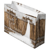 ある花嫁-素朴な木及びヴィンテージのレースのデザイン ラージペーパーバッグ (正面アングル)