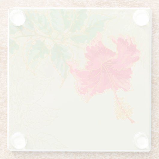 ある調子を与えられた背景のハイビスカスの花 ガラスコースター (裏面)
