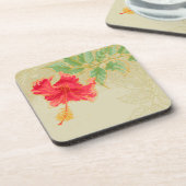 ある調子を与えられた背景のハイビスカスの花 コースター (左側)
