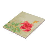 ある調子を与えられた背景のハイビスカスの花 タイル (側面)