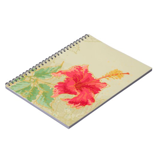ある調子を与えられた背景のハイビスカスの花 ノートブック (左側)