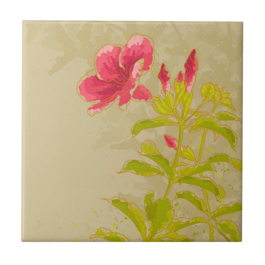 ある調子を与えられた背景のAllamandaの花 タイル (正面)