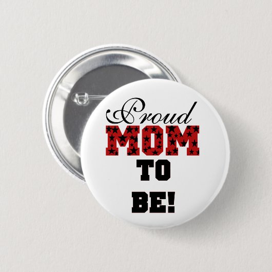 ある赤くか黒い星の文字の誇り高いお母さん 缶バッジ (正面&裏面)