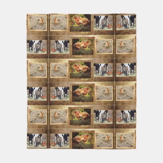 ある鶏および馬用の毛布 フリースブランケット (正面)