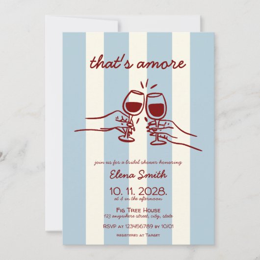 あれがアモーレイタリアンワインブライダルシャワー手描き 招待状 (正面)