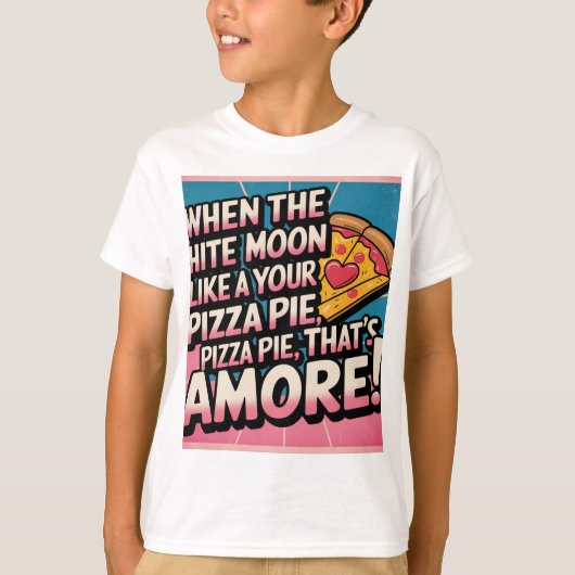 「あれはアモアだ！レトロおもしろいピザラバーヴィンテージTyp Tシャツ (正面)