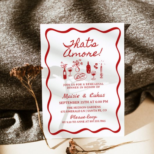 あれはアモアイタリアンイラストレーションリハーサル夕食会 招待状