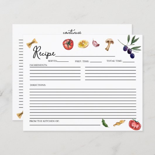 あれはアモアイタリアンインスパイアレシピカード (正面/裏面)