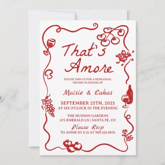 あれはアモアイタリアンテーマリハーサル夕食会 招待状 (正面)