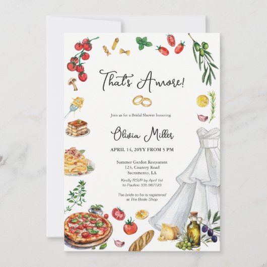 あれはアモアブライダルシャワーイタリアンスタイル 招待状 (正面)