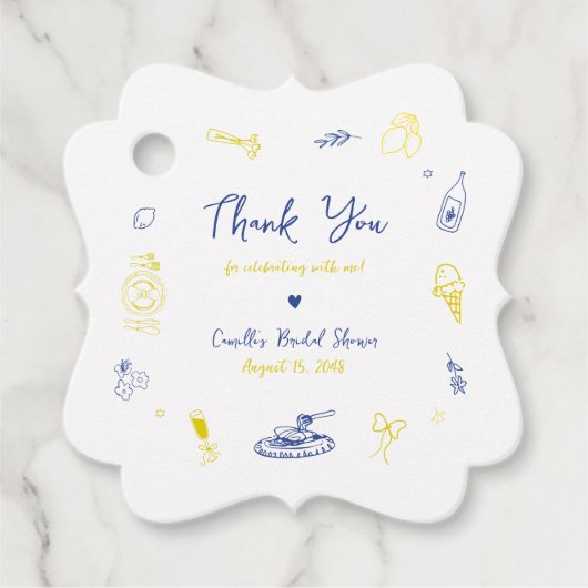 あれはアモーアの手描きイタリアンブライダルシャワー フェイバータグ (正面)