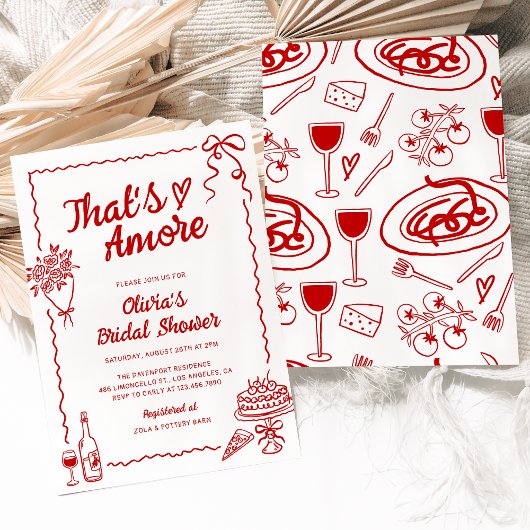 あれはアモーアの手描きイタリアンブライダルシャワー 招待状