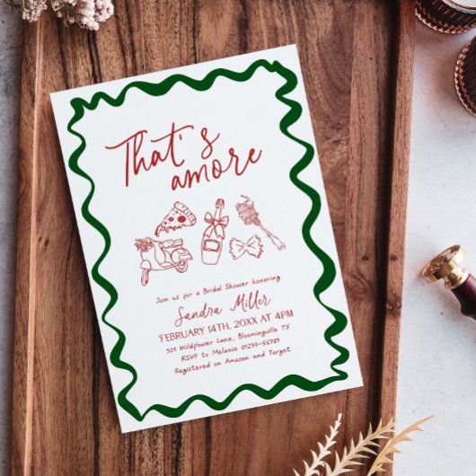 あれはアモーアの手描きイタリアンブライダルシャワー 招待状