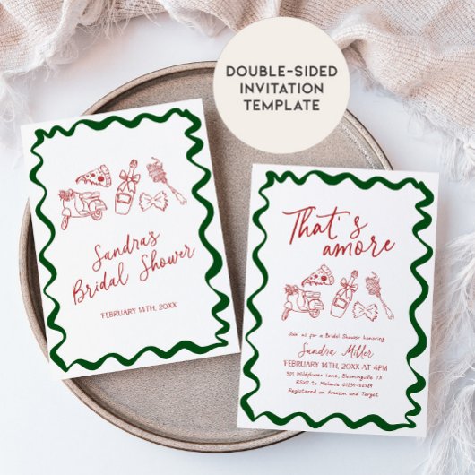 あれはアモーアの手描きイタリアンブライダルシャワー 招待状