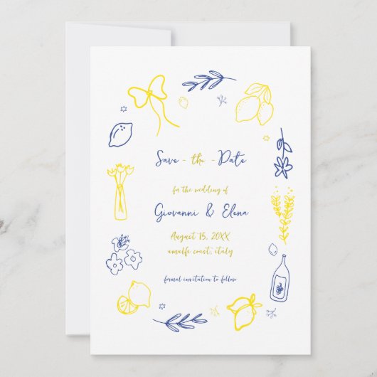 あれはアモーア手描きレモイタリアンン結婚ズ セーブザデート (正面)