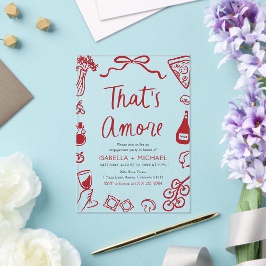 あれはアモーレお洒落イタリアン婚約パーティ アクリル招待状 (インサイチュ (ウェディング))