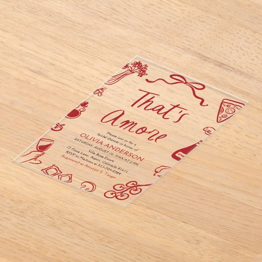 あれはアモーレお洒落ピイタリアンザブライダルシャワー アクリル招待状 (レイダウン)