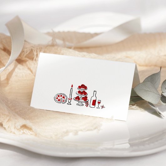 あれはアモーレお洒落レッドイタリアンブライダルシャワー プレイスカード