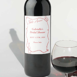 あれはアモーレお洒落手描きシックイタリアンレッド ワインラベル