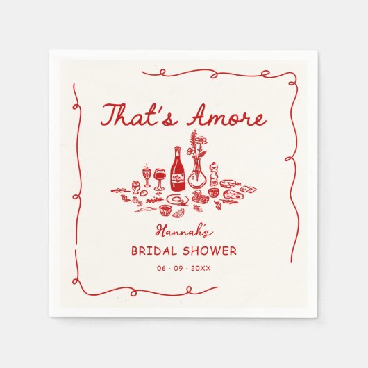 あれはアモーレイタリアンエンゲージ描ブライダルシャワー スタンダードカクテルナプキン (正面)