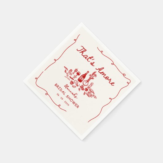 あれはアモーレイタリアンエンゲージ描ブライダルシャワー スタンダードカクテルナプキン (角)